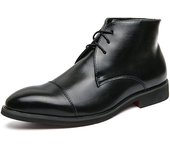 Nuevas botas cortas con cordones botas derby puntiagudas casuales de negocios zapatos de cuero de color sólido británico