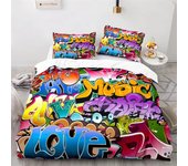 Graffiti Hip Hop Modern Street Art Bedding Set,Duvet Cover Bed Set Quilt Cover Pillowcase,King Queen Twin Size Boys Girls Adults