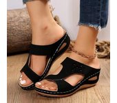 Sandalias de mujer con tacón de cuña de verano, zapatos de flores con suela gruesa y tacón de cuña