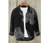 -Kanagawa Cardigan de or Mixed Vintage Men's Hawaiian Long Sleeve Shirt, 3D Printed Polo Neck, New