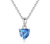 Eudora 925 Sterling Silver Birthstone Heart Zircon Necklace March Sept Dec Colorful Zircon Pendant Simple Jewelry For Women Gift