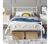 Moderna Cama de Metal con somier, Cama Doble/Individual, Marco de Cama con cabecero, Cama de Invitados, Cama Juvenil, para Dormitorio, habitación de Invitados, 90 x 200 cm/Negro