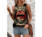Rock Hip Hop Print Women's Tank Top Summer Street Fashion Women's Crew Neck Tank Top Everyday Casual Women's Sleeveless T-shirt