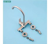Black Wall Mounted Kitchen Faucet, Hot Cold Water Mixer with Single Handle and Double Hole