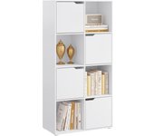 Estanteria para Liberos de 8 Cubos, Libreria Blanca, Estantes de Almacenamiento con Puertas, Estanteria de Pie para Estudio, Dormitorio y Salon, Biblioteca Blanca, 60x30x120 cm, SK039ws