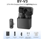 BOYA BY-V3 Wireless Lavalier Lapel Mirophone Noise-cancelling Rechargeable Mic for iPhone Android Camera Live Streaming Vlogging