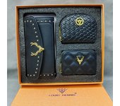 2024 New Vintage Purse Ladies Large Capacity d buckle Multi-card Multi-function triple Fold Handheld Bag 3-piece gift Box for the holidays