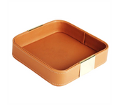 Leather Desktop Storage Tray Catchall Organizer Tray for Entryway Table to Hold Jewelry Watch Phone Wallet Container A