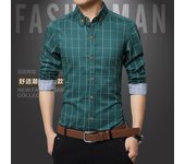 Men's slim long sleeved shirt, spring and autumn top, checkered