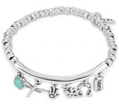 UNOde50 Pulsera de trébol de cuatro hojas con colgante de borla y diseño de nicho, herradura, buena suerte