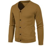 Nueva Chaqueta De Punto Para Hombres Estilo Casual Manga Larga Botones Color Sólido Con Bolsillos Suave Y Cálida Ropa De Otoño