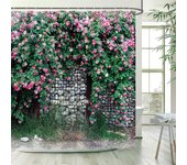 Vine Leaves Shower Curtain Green Plant Leaf Grey Wall Spring Floral Bath Curtains Set Polyester Fabric Bathroom Decor with Hooks