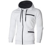 New Men's Solid Color Sports Leisure Jacquard Sweater Fleece Hooded Jacket