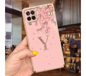 Samsung Galaxy A12 Case Cover Black Luxury Plating Square Frame Latters ABC Back Shell For Samsung A12 A 12 Soft TPU Shockproof