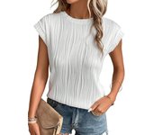 Tops casuales para mujer, tops de moda de verano, cuello redondo, mangas ultracortas, camisetas de verano de colores lisos