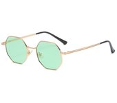 Gafas de sol poligonales retro con montura metálica para mujer, gafas de sol para hombre, gafas de sol con espejo Uv400
