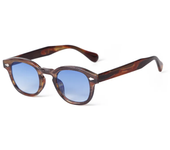 Gafas de sol redondas para hombre y mujer, lentes de sol cuadradas con remaches, color amarillo y azul, diseño Retro de marca, a la moda, UV400, 2024