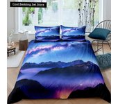 Smoky Mountain Duvet Cover Set Pine Trees Comforter Cover Boys Landscape Quilt Cover Natural Scenery Art Polyester Bedding Set