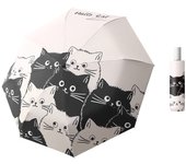 Gato blanco y negro de dibujos animados paraguas automático clima femenino y lluvia paraguas plegable parasol parasol anti-ultravioleta masculino