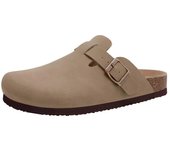 Bebealy Men's Genuine Suede Clogs Slippers Cork Footbed Clogs Shoes Casual Men Garden Clogs Slippers Cozy Nonslip Home Slippers