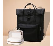 Nueva mochila de gran capacidad con borde enrollado, adecuada para portátiles de 15,6 pulgadas, ideal para estudiantes de todos los géneros.