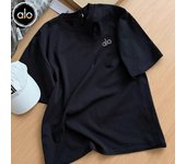 Alo yoga manga corta sensación desnuda yoga cuello redondo camiseta manga corta deportes ropa de fitness running top camiseta hombre y mujer