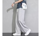 Gris pantalones de chándal de los hombres de verano delgado recto suelto versátil drape pantalones de chándal de pierna ancha niños casual pantalones largos