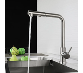 Grifo extraíble para fregadero de cocina, rociador de doble función, caño giratorio, montaje en cubierta, acero inoxidable.