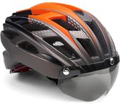 Adulto con Visera Magnético KINGLEAD Casco MTB Bici con Luz Trasera Casco Ciclismo Hombre Extraíble Forro Cascos Bicicleta Montaña Carretera Adultos Hombres y Mujeres Ajustable