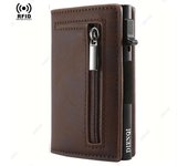 Magnetic Credit Card Holder Rfid Blocking Pop Up Minimalist Wallet Leather Bank Cardholder Case Vallet for Men