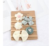Conjunto de Diadema con lazo para bebé, 5 piezas, bandas elásticas de nailon para el pelo de flores, lazo Floral para recién nacido, accesorios para el cabello para niños