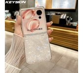 KEYSION Luxury Diamond Glossy Shell Pattern Case for HONOR Magic V Flip Shockproof Phone Cover for Huawei P50 Pocket 2 Nova Flip