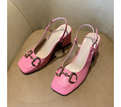 Women's High Heels Sandals Summer New Back Empty Female Pumps Thick Heel Square Toe