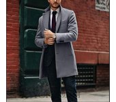 Abrigos de lona de media manga para hombre, longitud media, Inglés, otoño, invierno, tendencias