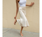 2025 Summer Chic Office Satin Midi Skirt Women Fashion Korean Casual High Waist Elegant Slim Long Skirt Chic Female Office Lady
