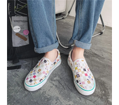 Zapatos de lona para mujer, zapatillas informales para caminar, mocasines sin cordones, cestas compensadas