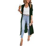 Abrigo largo de moda clásica para mujer, color sólido suelto de terciopelo dorado, chaqueta elástica de cárdigan suelto