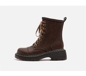 Botas Vintage Chunky Mid Calf Con Cordones Botines Altos hasta el Muslo MarrónCómodo y adecuado para el deporte