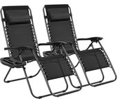 Pack 2 Tumbonas o Sillas de Exterior Plegables para jardín, Playa, Piscina, terraza. Gravedad Zero 2 Unidades, Acero Ligero, Portavasos y Reposacabezas.