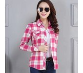 Women's Plaid Shirts 2023 Autumn New Ladies Casual Long Sleeve Pocket Cotton Shirt Fine Elegant Lady Checked Tops Clothes