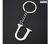 DIY A-Z Letters key Chain Car Men Metal Keychain Ring Women Car Key Ring Simple Silver Color Letter Name Key chain Party Gift
