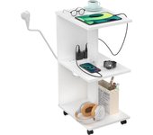 Rcynview Mesitas de Noche Dormitorio con Enchufes y Puertos USB, 1x Mesita de Noche con Ruedas Mesilla de Noche Minimalista de Madera con función de Carga Estación de Carga Mesa Auxiliar Salón 40x30x60cm Negro
