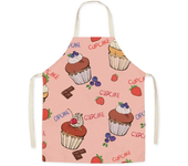 Cartoon Food Print Apron Fruit Pattern Parent-child Sleeveless Apron Linen Stain Resistant Apron Kitchen Cooking Accessories