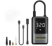 Car Tire Inflator - 12V Portable Air Compressor for Tires with LED Light - Digital Pressure Gauge, Auto-Pumping, Automatic Shut-Off - Carrying Bag (Yellow)