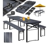 Juego de Mesa de jardín de Cerveza Juego de Muebles de jardín de 3 Piezas | Plegable 170 x 46 x 75 cm | 2 Bancos de Cerveza, 1 Mesa de Cerveza