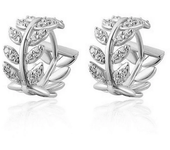 Delicate Leaf Ear Ring with Shiny CZ for Women Silver Color/Gold Color Fashion Hoop Earrings Fancy Girl Gift 2024 Jewelry Gifts
