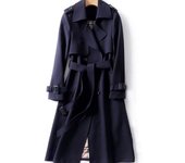 Women's Trench Coat Double-Breasted Classic Lapel Overcoat Belted Slim Outerwear Coat