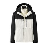 CHRLCK Women's 3 In 1 Thick Hiking Jacket Fleece Waterproof Splicing Windbreaker Outdoor Warm Camping Jacket Windproof Coat