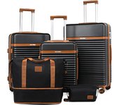 Joyway Juego de Maletas, 5 Piezas Set Trolley de Viaje en ABS, Ligero Duradero y Gran Espacio, Rodillo de 360°, Cerradura TSA Incluidas 1 Neceser y 1 Bolsa