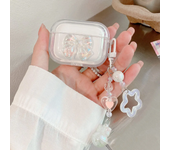 Simple Laser Pearl Heart Earphone Case for AirPods 2 Pro 3 Generation Headset Charging Box Protect Cover for Air pods Keychain